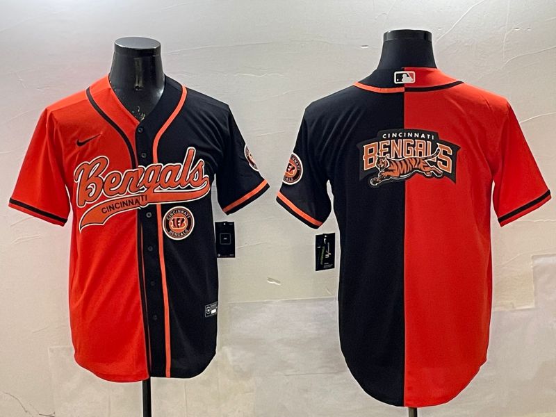 Men Cincinnati Bengals Blank Orange Black Joint Name 2025 Nike Limited NFL Jersey style 3